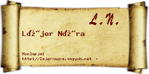 Lájer Nóra névjegykártya